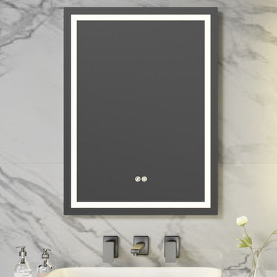 Smart LED-Badezimmerspiegel mit Nebelfunktion, schrittlosem Dämpfen, wasserdichtem Design, Dual-Touch-Steuerung, Farbtemperatur von 3000K ~ 6000K und anpassbaren Abmessungen und Funktionen