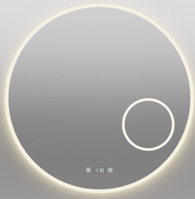 Smart LED-Badezimmerspiegel mit Nebelfunktion, Zeit- und Temperaturanzeige, schrittloser Verdunkelung, wasserdichtem Design, Dual-Touch-Steuerung, Farbtemperatur 3000K ~ 6000K, anpassbare Abmessungen und Funktion